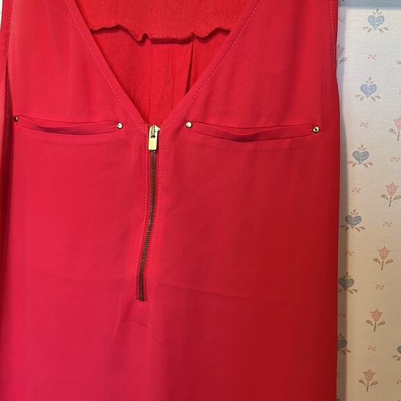 Express Watermelon Pink Front Zip Up Sleeveless Tank Top - Picture 5 of 11